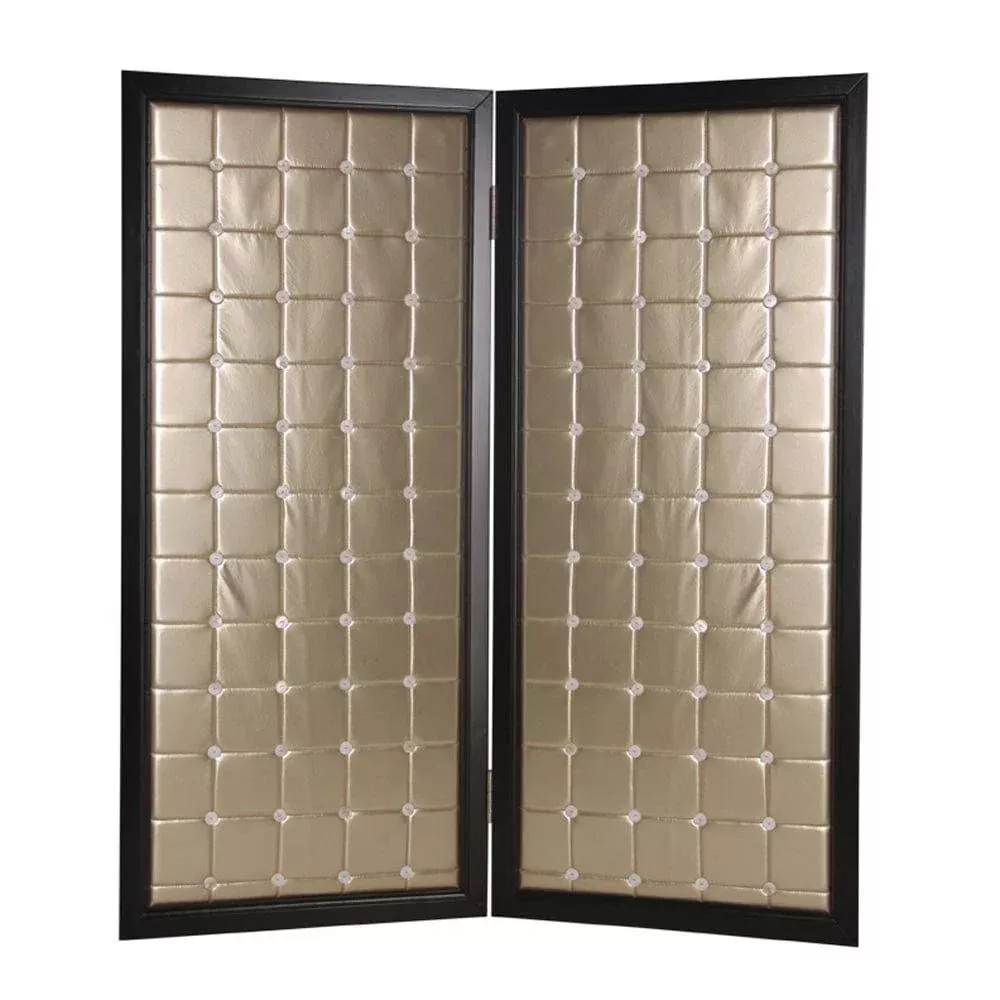 59" X 84" Gold Wood & FabricScreen