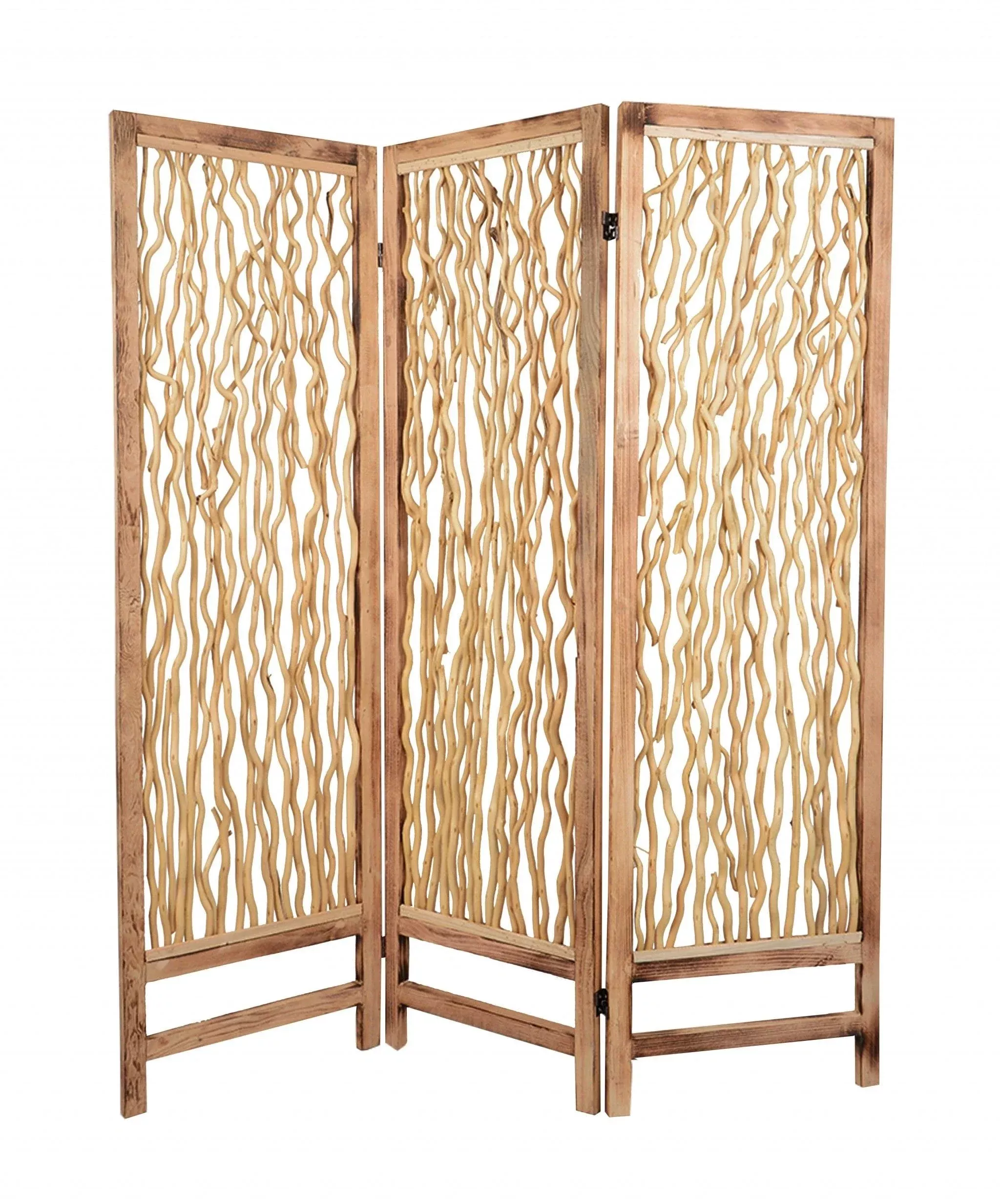 60 X 69 Brown 3 Panel Wood FoldableScreen