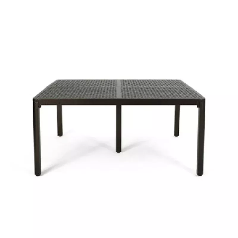 61.25 Gloss Black Traditional Style Square Outdoor Patio Dining Table | Pool Central