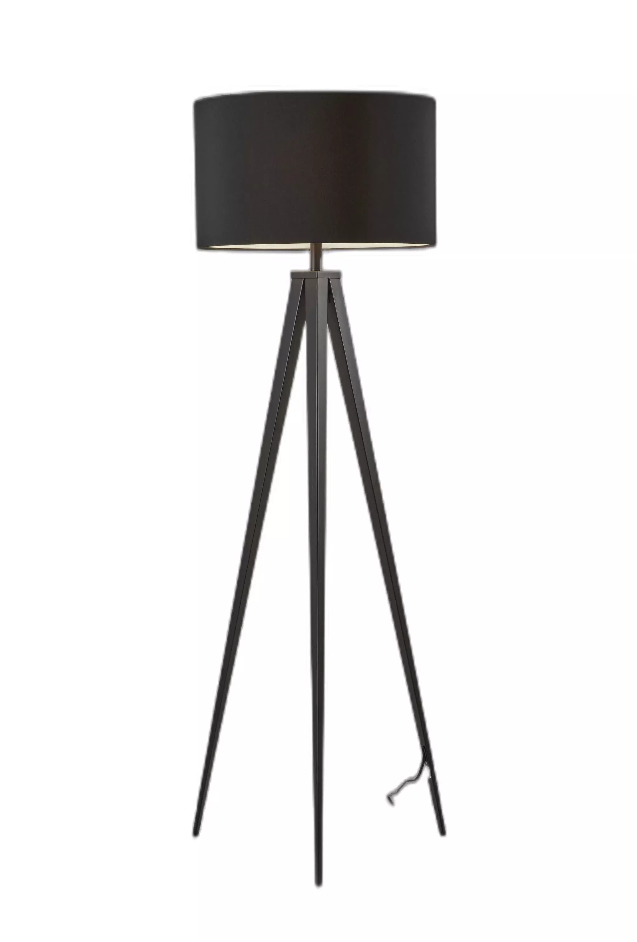 62" Black Tripod Floor Lamp With Black Drum Shade