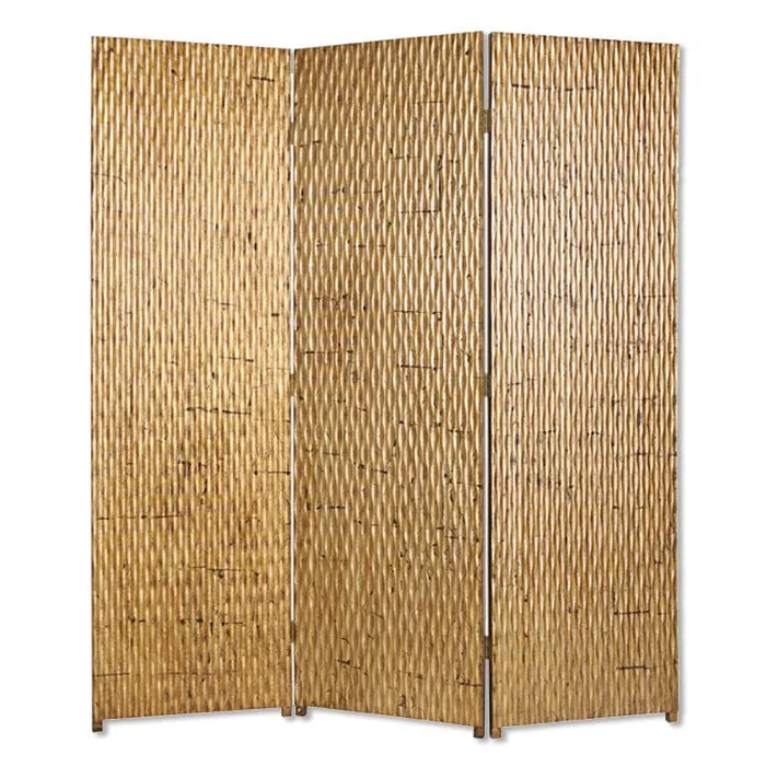 63" X 72" Gold Wood 3 PanelScreen