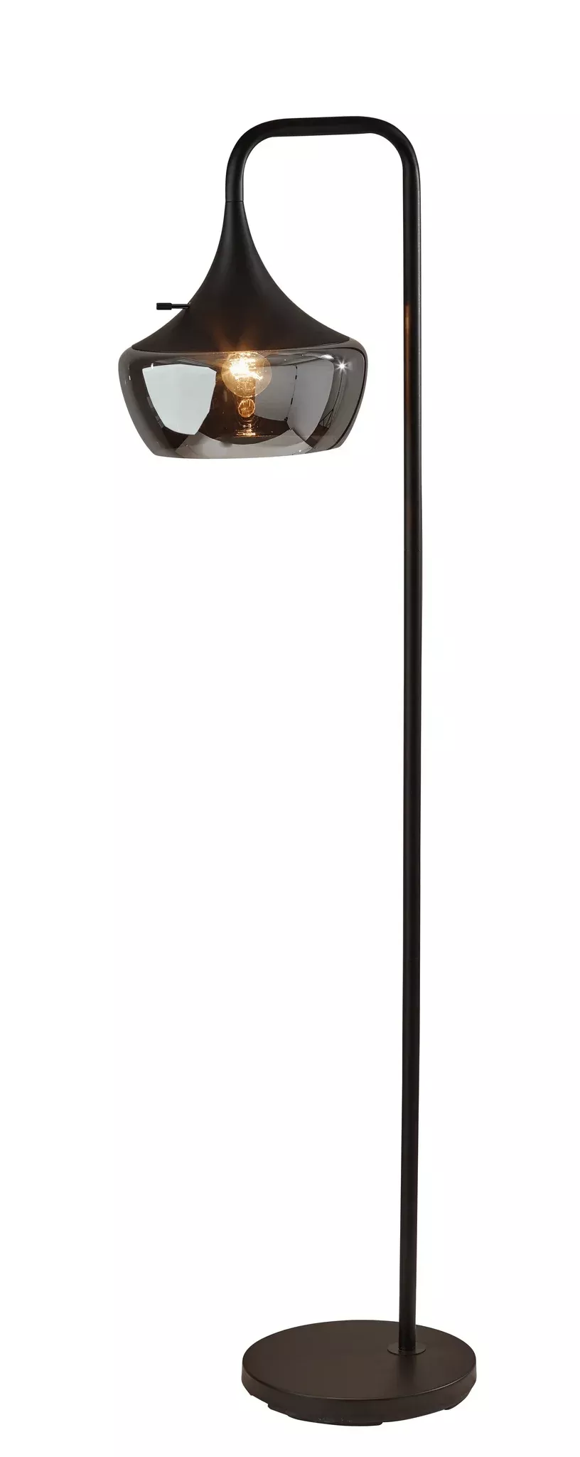 64" Black Task Floor Lamp With Black Bowl Shade