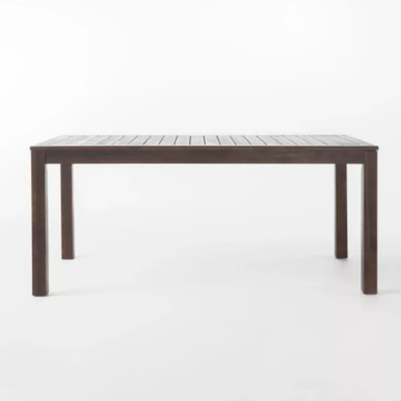 69 Coffee Brown Contemporary Rectangular Outdoor Patio Dining Table | Pool Central