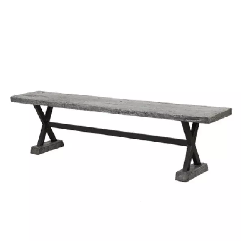 70 Gray & Black Contemporary Rectangular Outdoor Dining Bench | Pool Central