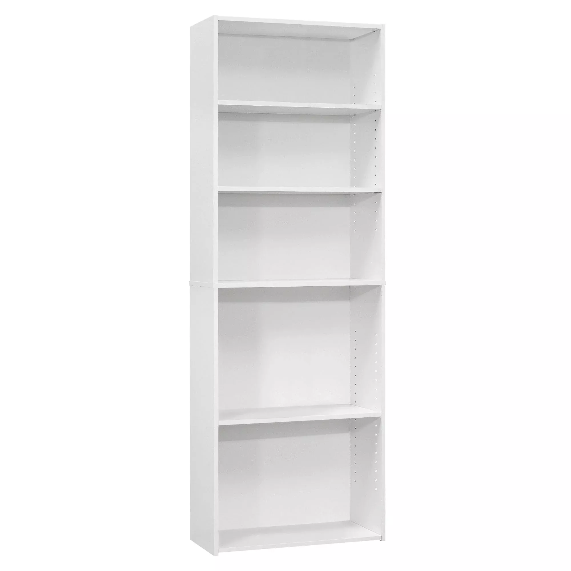 71" White Wood Adjustable Bookcase