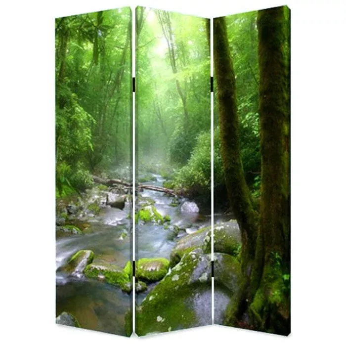 72″ Green CanvasFolding Three Panel Screen Room Divider