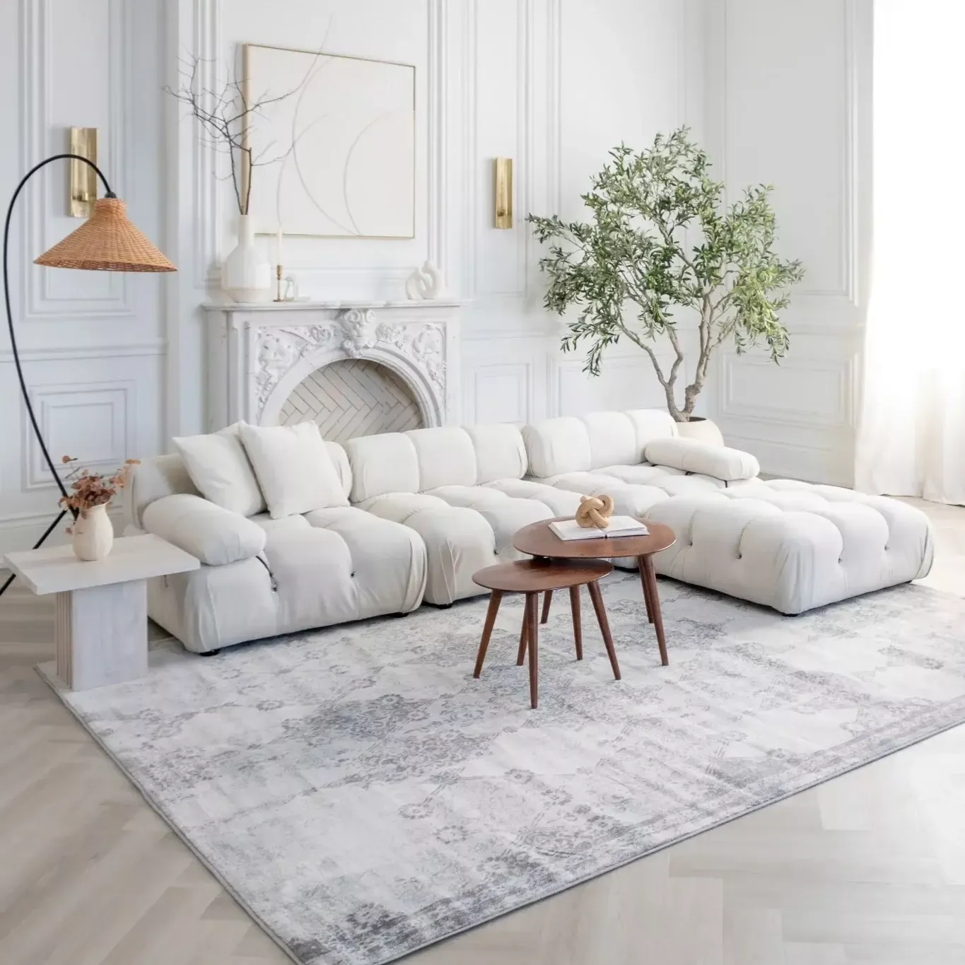 8' X 11' Gray Distressed Trellis Pattern Area Rug