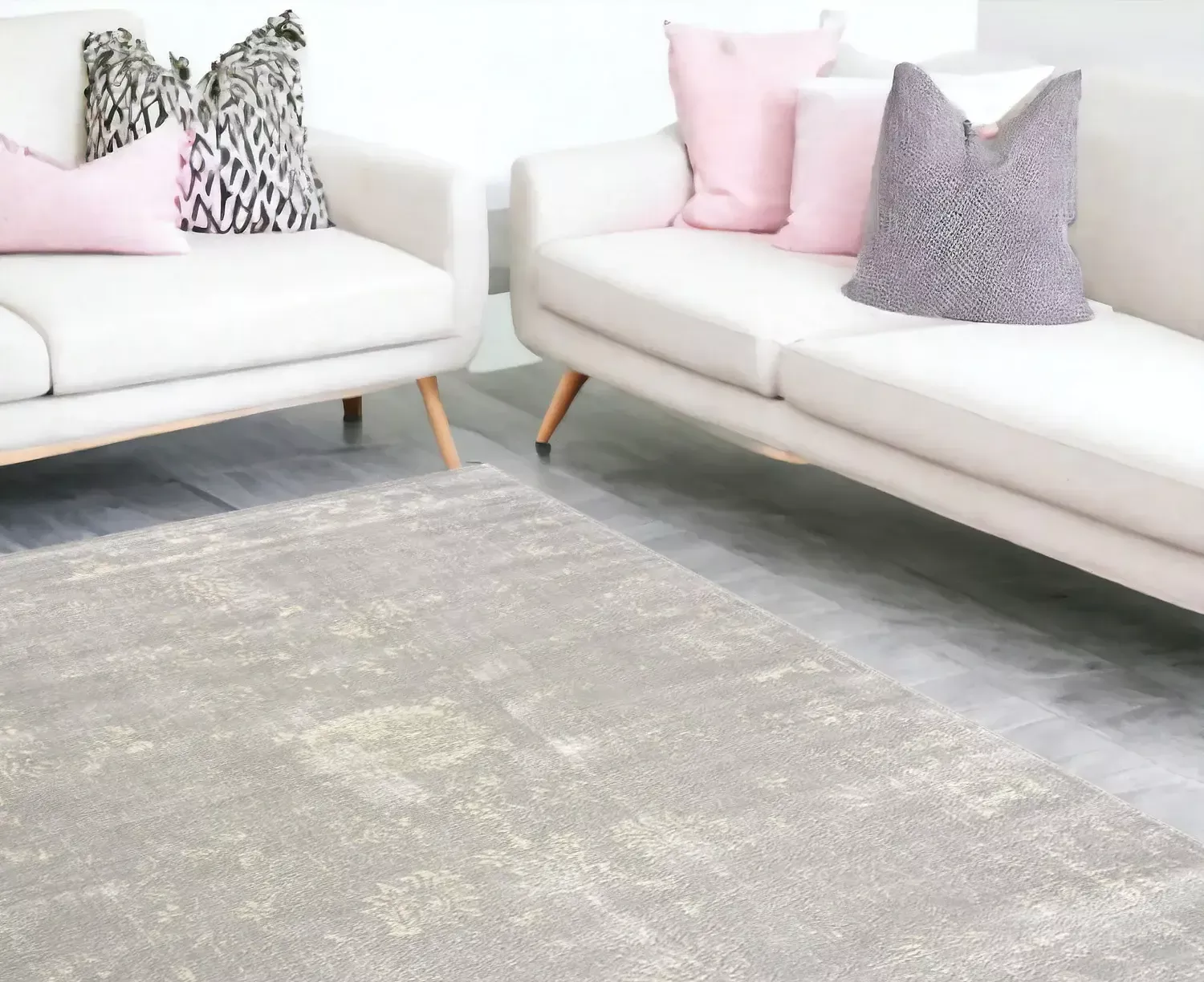 8' X 11' Modern Gray Distressed Area Rug