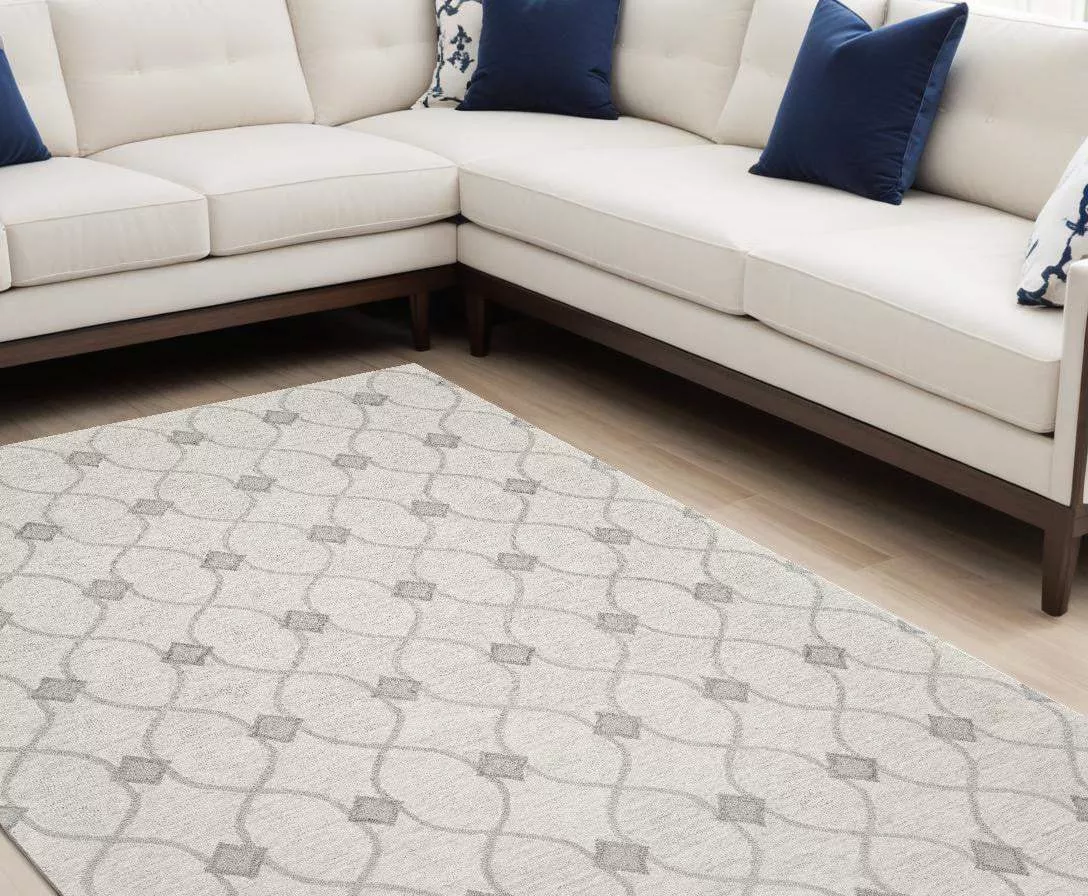 9' X 12' Ivory Wool Hand Tufted Area Rug