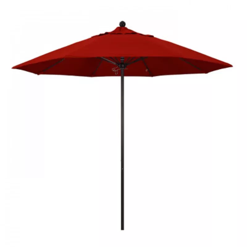 9ft Outdoor Venture Series Patio Umbrella With Push Lift Open System, Red | Pool Central