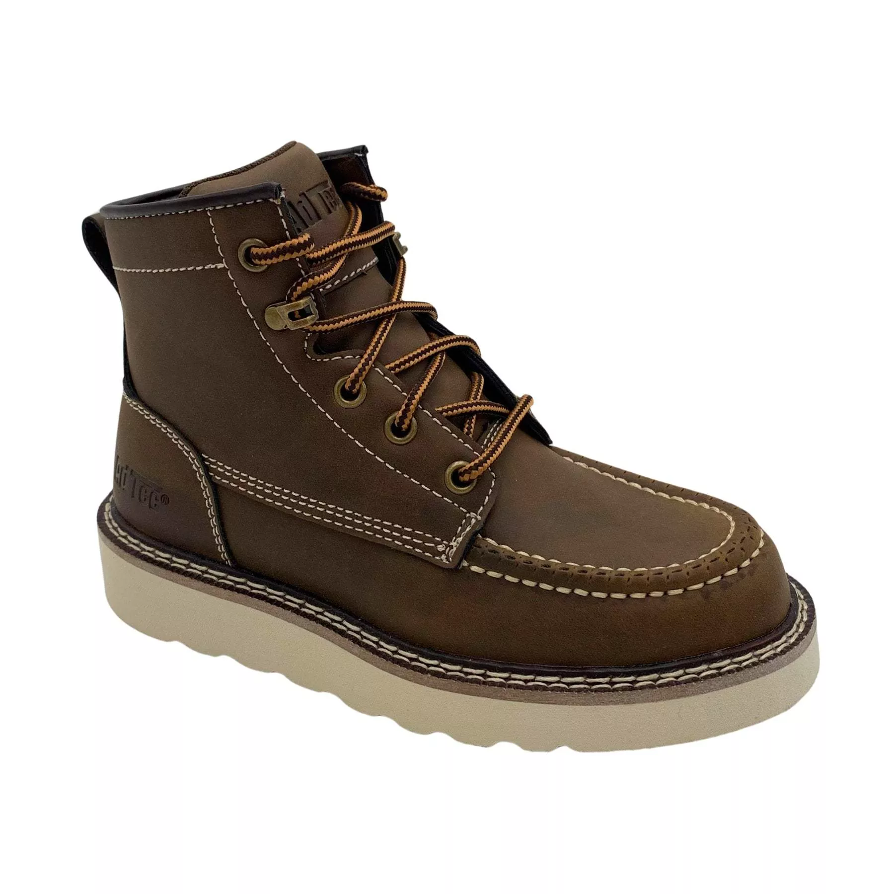 AdTec Kids Kid’s Brown Moc-Toe Boot Classic Wedge Outsole