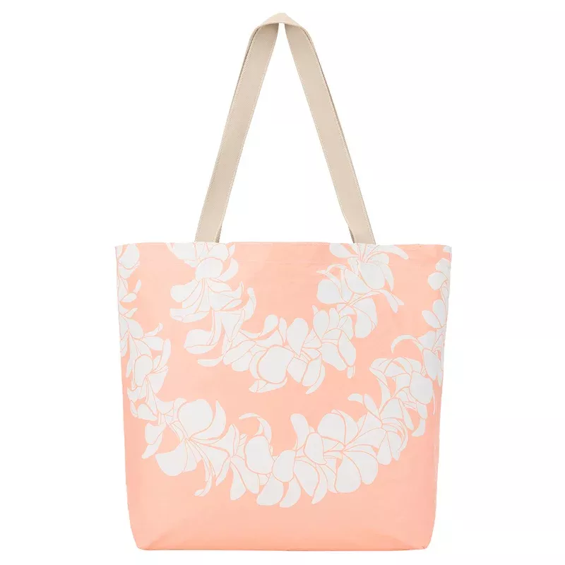 ALOHA Plumeria Lei Reversible Beach Tote