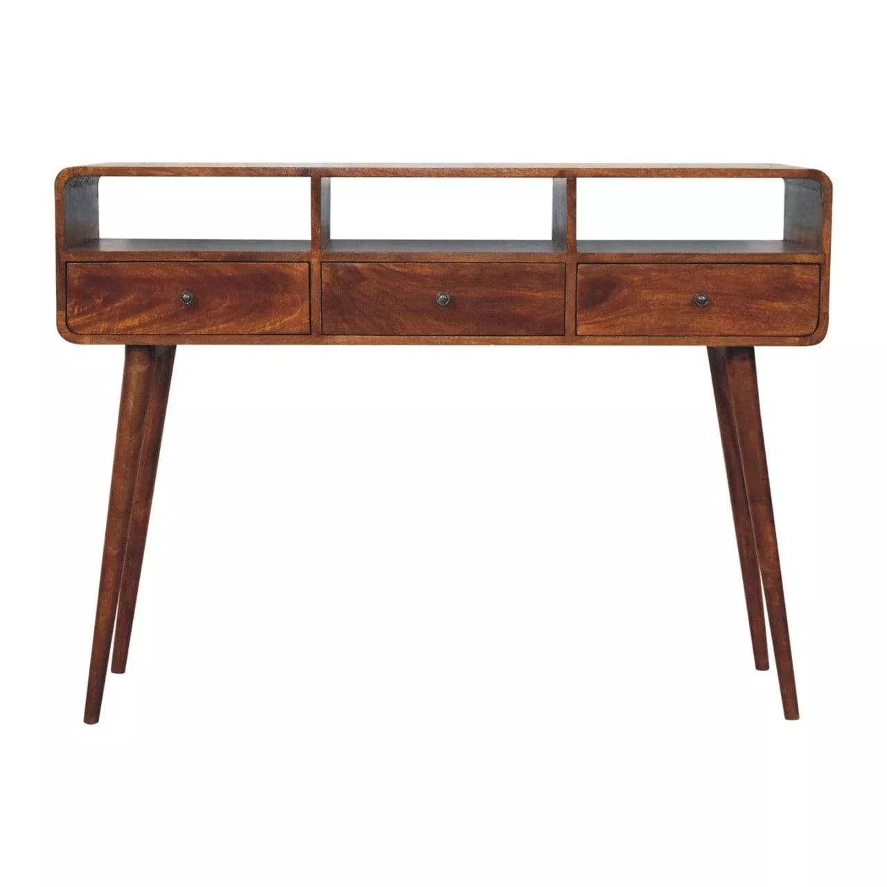Artisan Triple Curved Chestnut Console Table