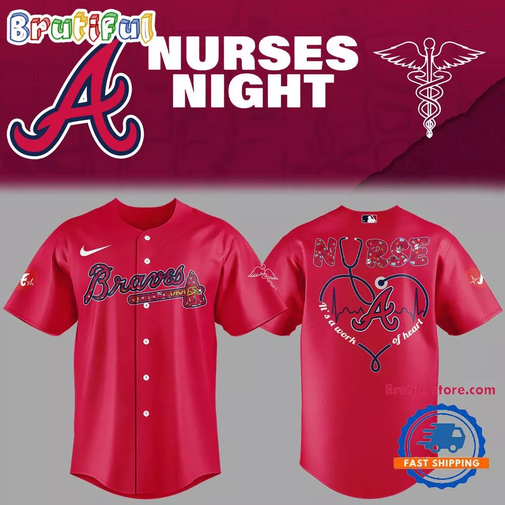 Atlanta Braves Baseball NURSES NIGHT Red Jersey Shirt