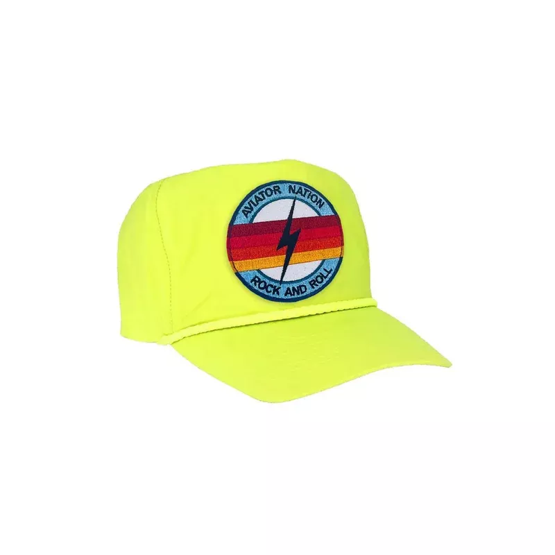 AV ROCK AND ROLL BOLT VINTAGE TRUCKER HAT – NEON YELLOW