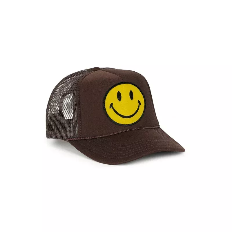 AVIATOR NATION SMILEY TRUCKER HAT – BROWN