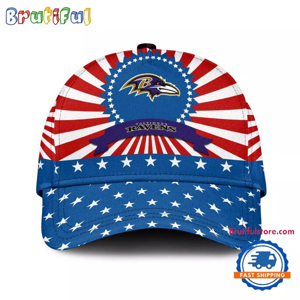 Baltimore Ravens American Flag Pattern Independence Day Baseball Cap
