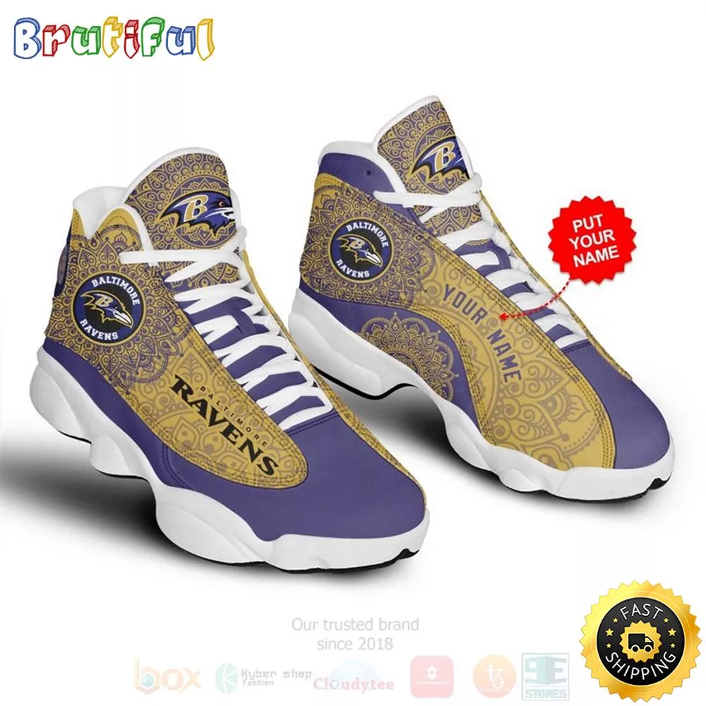 Baltimore Ravens Pattern Nfl Custom Name Air Jordan 13 Shoes