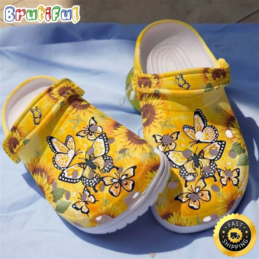 Be Kind Butterflies And Sunflower Clogs Shoes