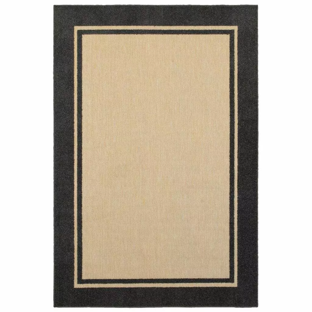 Beige and Black Indoor Outdoor Area Rug