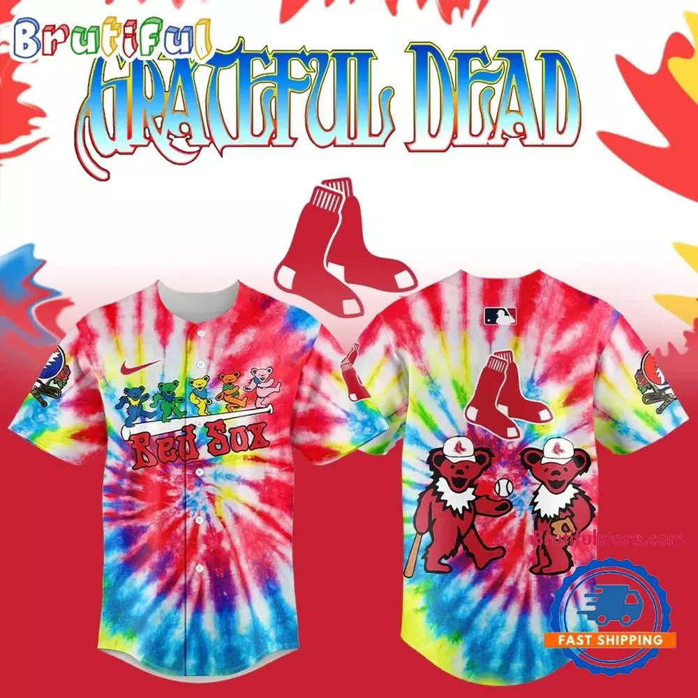 Boston Red Sox Grateful Dead Night Tie- Dye Baseball Jersey