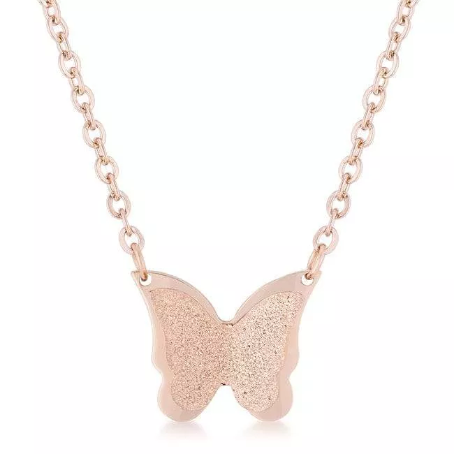 Breanne Rose Gold Stainless Steel Rose Gold Butterfly Necklace