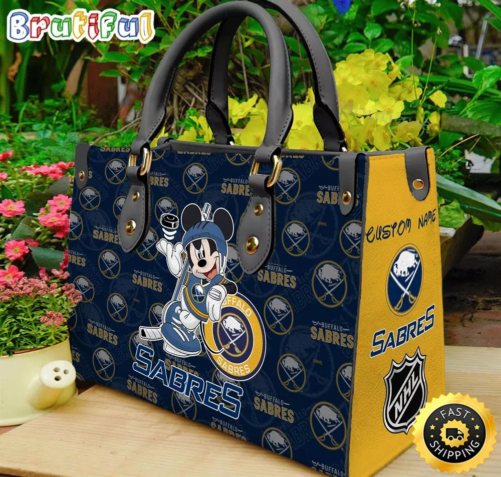 Buffalo Sabres NHL Mickey Women Leather Hand Bag