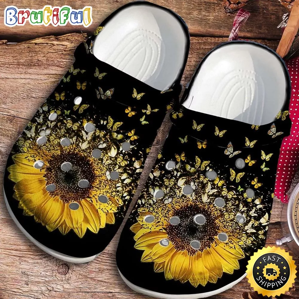 Butterfly and Sunflower Lovers Clogs Shoes