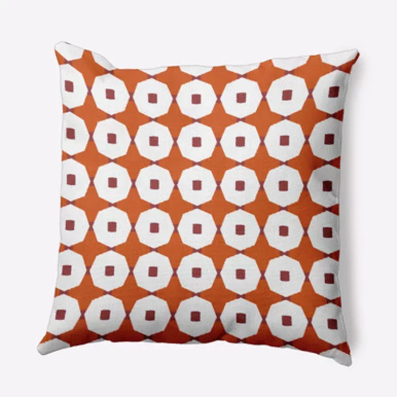 Button Up Outdoor Throw Pillow – 16 – Orange & White | Pool Central