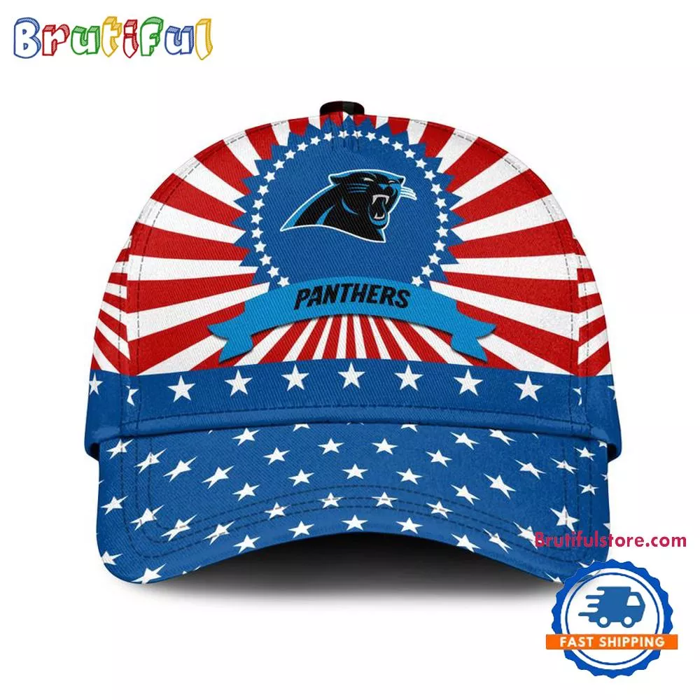 Carolina Panthers American Flag Pattern Independence Day Baseball Cap