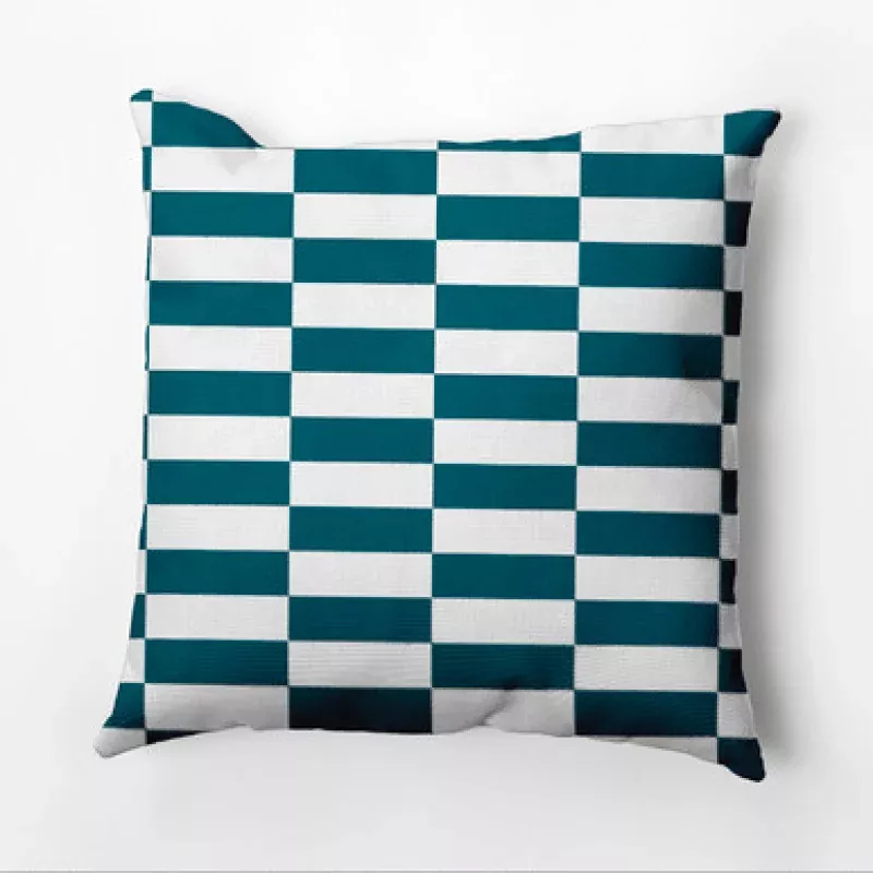 Checkered Outdoor Throw Pillow – 20 – Teal Blue & White | Pool Central