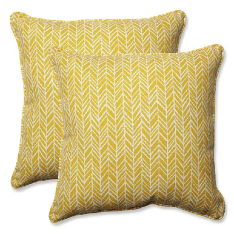 Chevron Outdoor Corded Throw Pillows – 18.5 – Yellow & White – Set of 2 | Pool Central