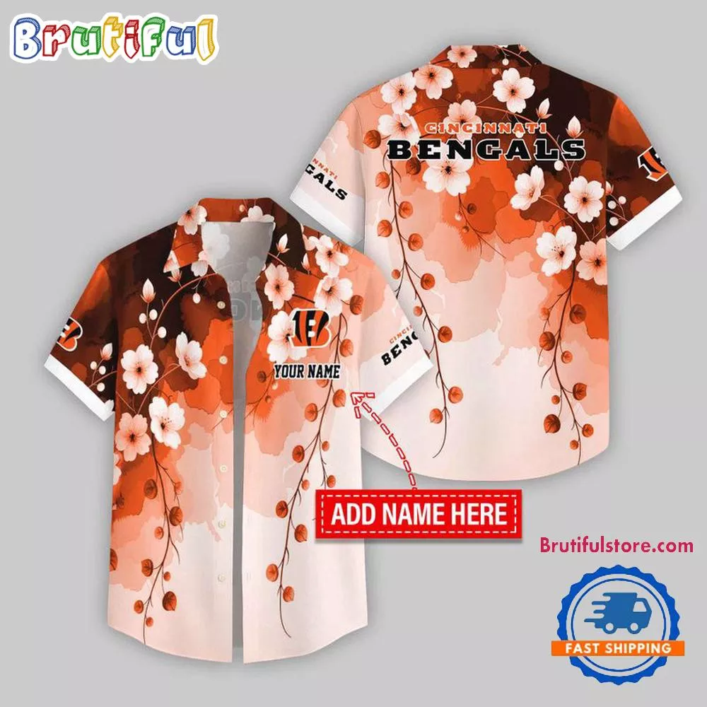 Cincinnati Bengals Flower Pattern Trendy Summer Button Hawaii Shirt
