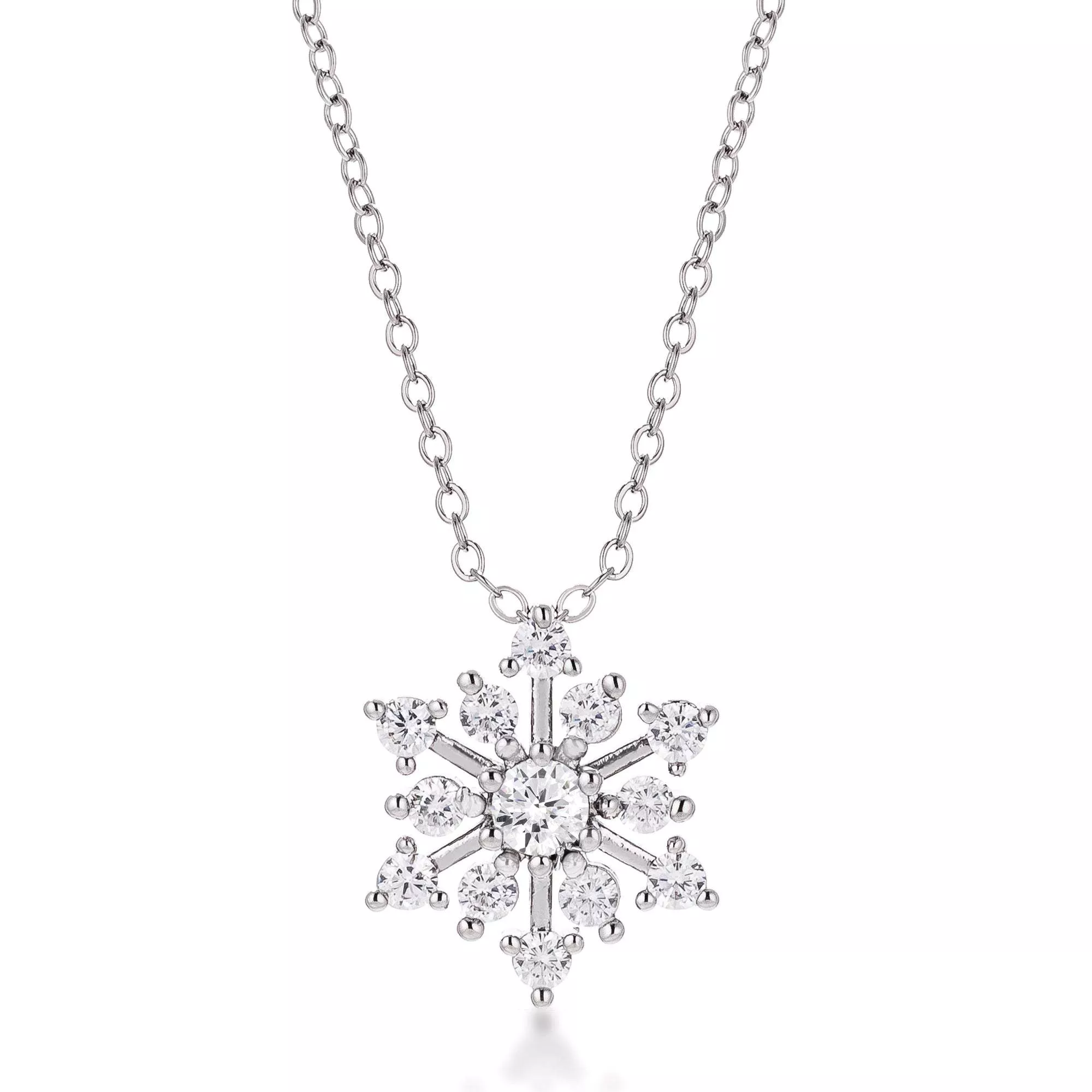 Contemporary CZ Snowflake Necklace