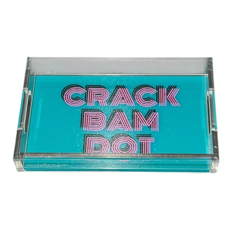 CRACK BAM DOT AQUA PINK VANITY ACRYLIC TRAY