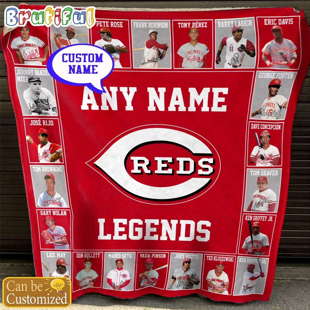 Custom Name MLB Cincinnati Reds Legends Blanket