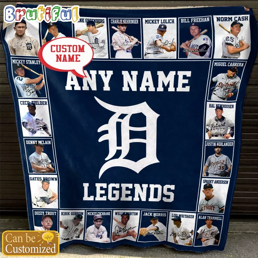 Custom Name MLB Detroit Tigers Legends Blanket