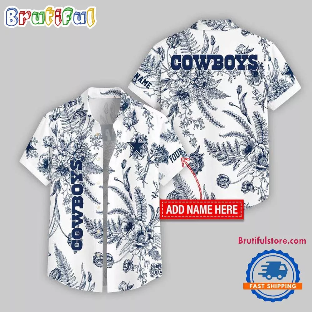 Dallas Cowboys LeafFlower Pattern Personalized Name Hawaii Shirt