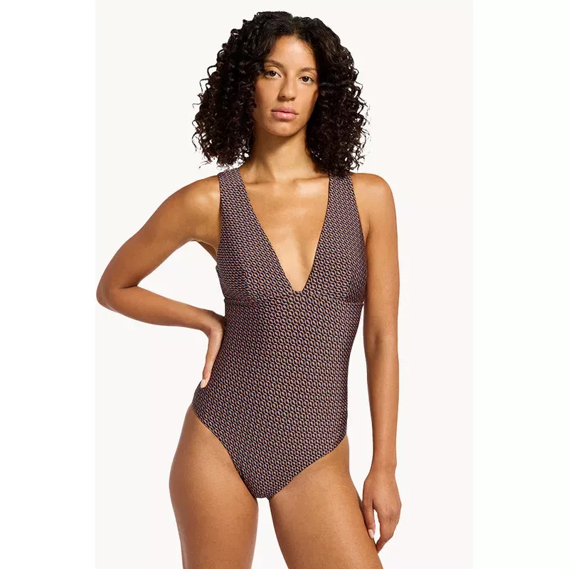 Desert Geo Plunge One Piece