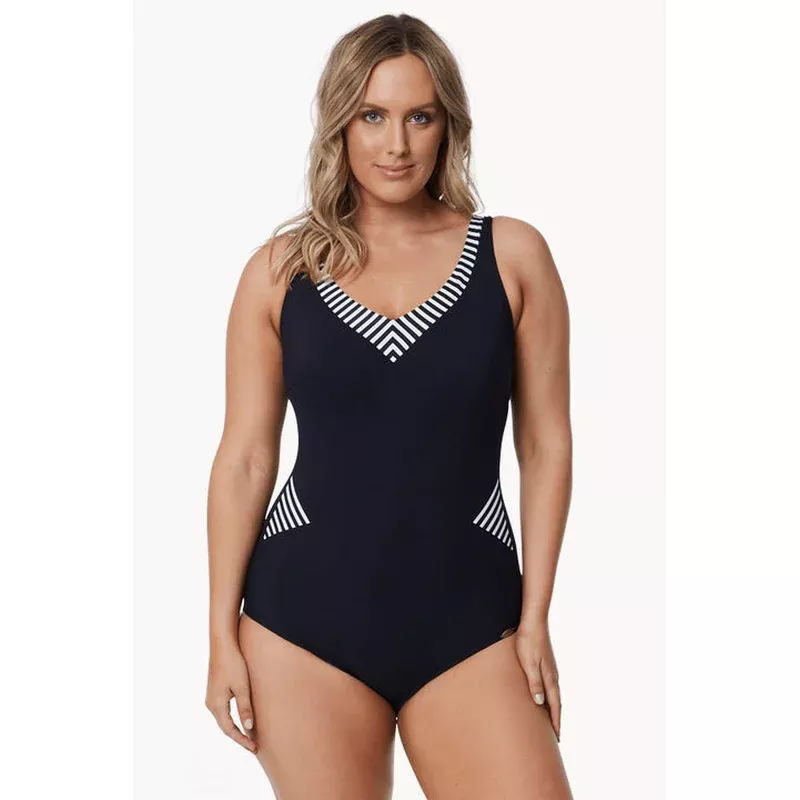 E Cup Stripe Trim One Piece