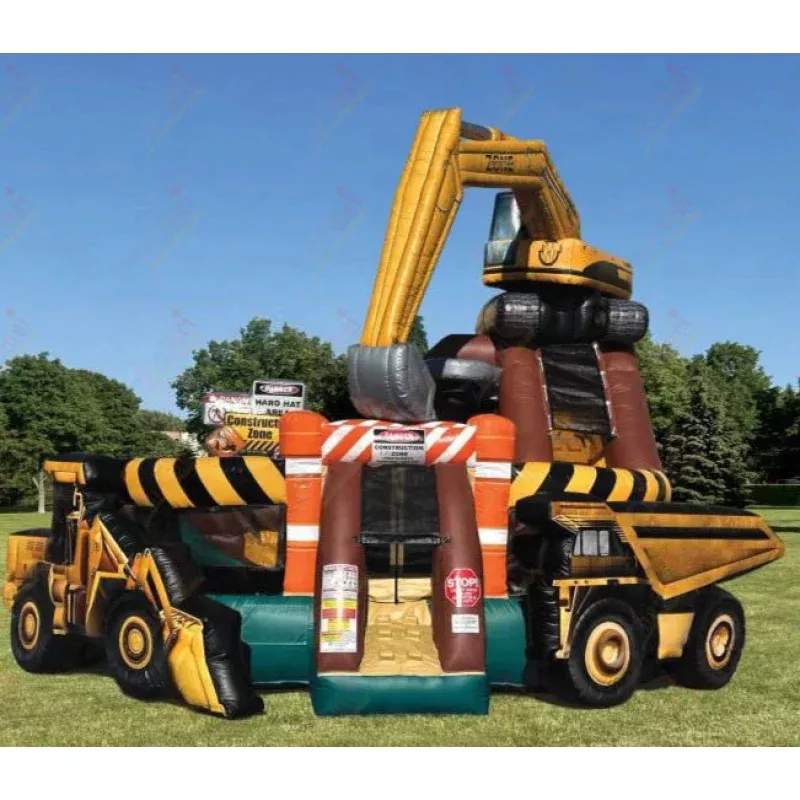 Excavator Truck Inflatable Slide Combo