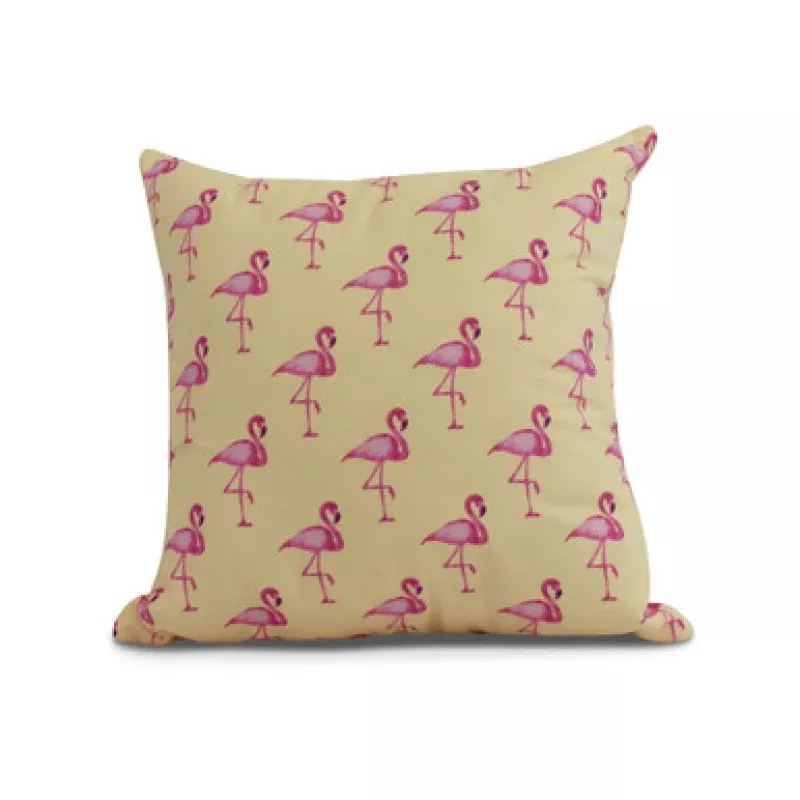 Flamingo Outdoor Throw Pillow – 18 – Yellow & Pink | Pool Central