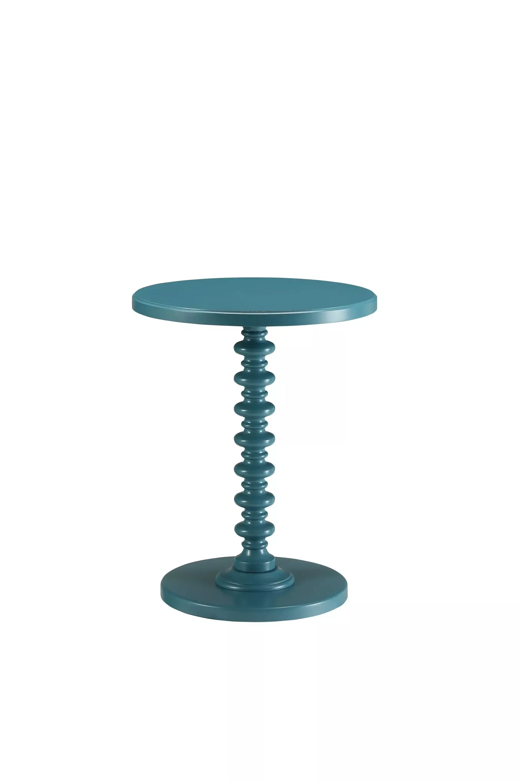 Fun Teal Wood Pedestal End Table