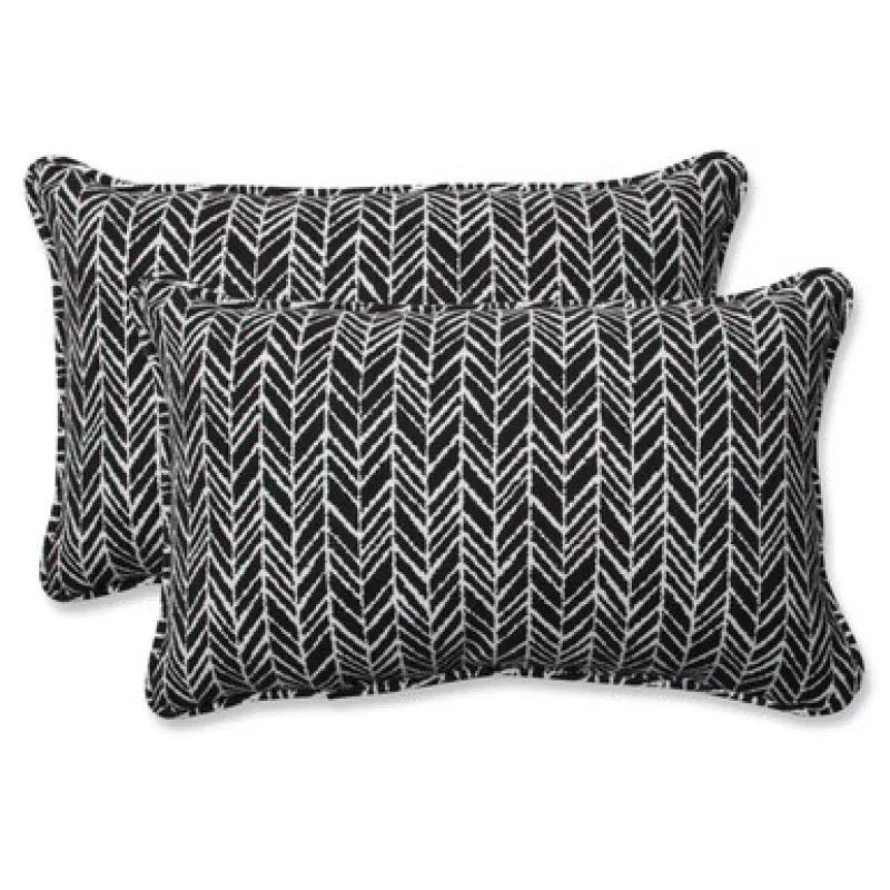 Geometric Corded Rectangular Throw Pillows – 18.5 – Black & White – Set of 2 | Pool Central