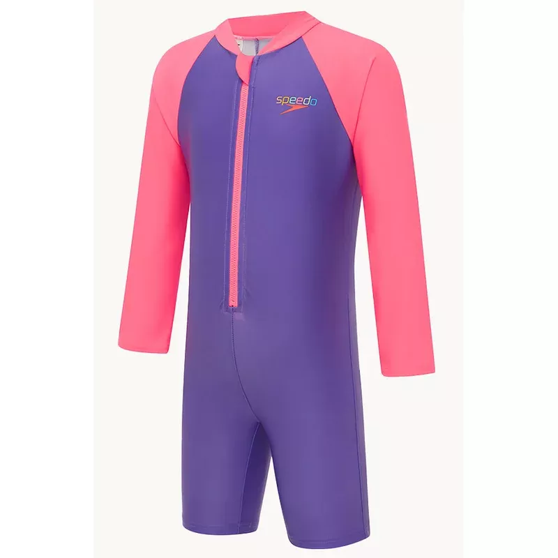 Girls Splice Long Sleeve Sunsuit