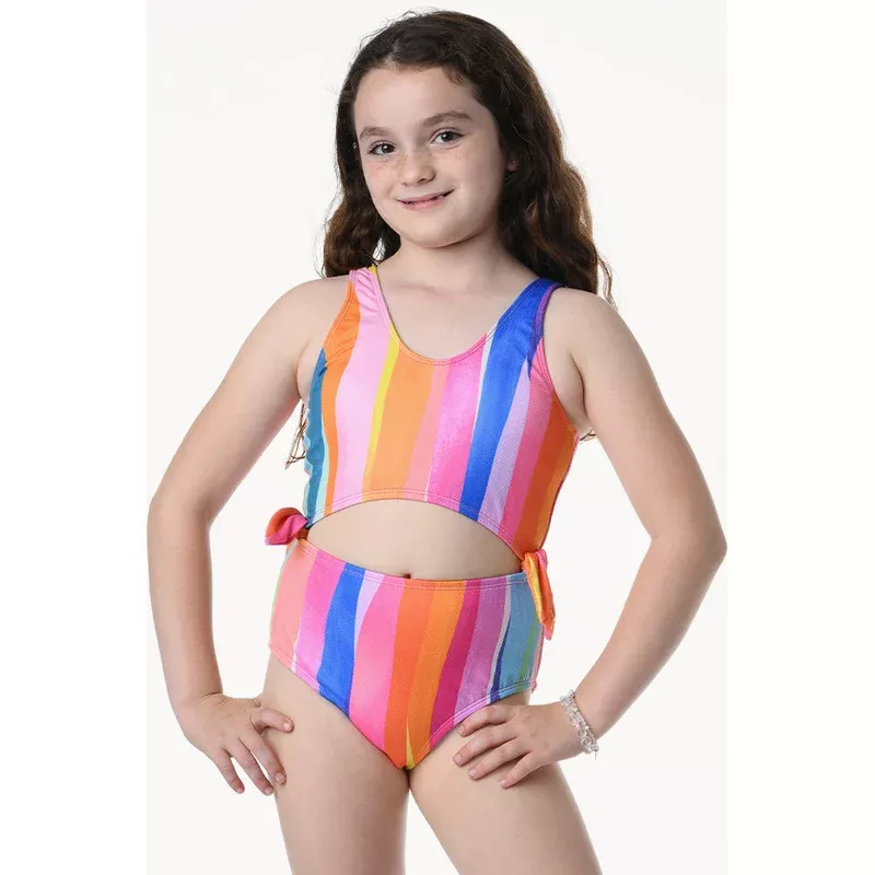 Girls Waves Cut Out One Piece