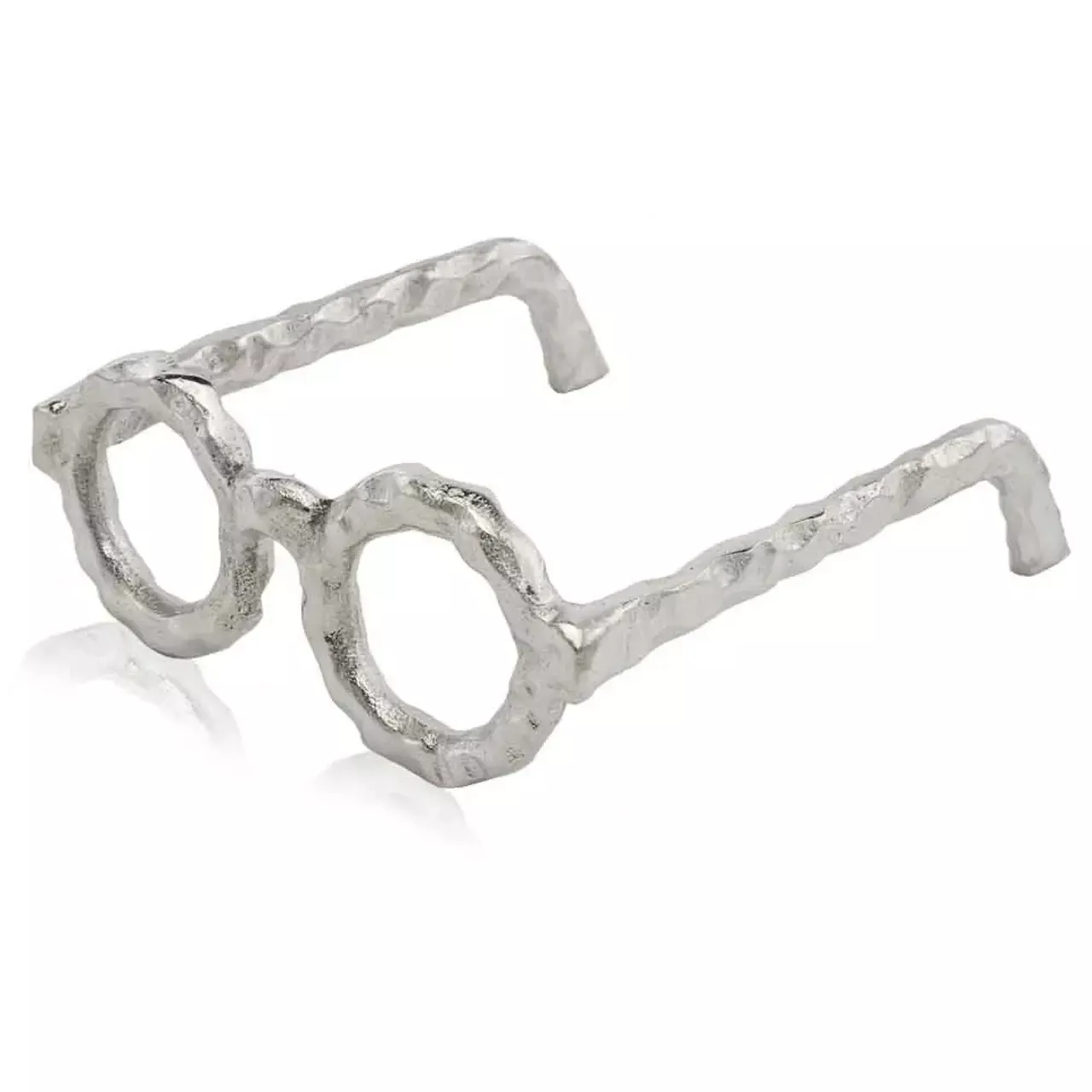 Hammered Silver Metal Eyeglasses Sculpture