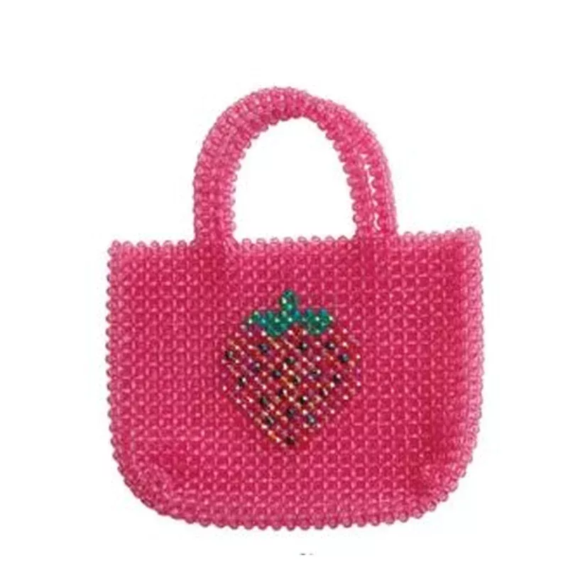 HANDMADE ACRYLIC BEADED STRAWBERRY HANDBAG