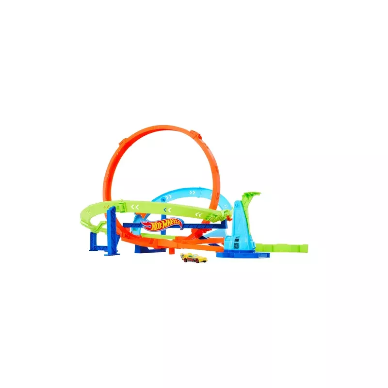 Hot Wheels Action Loop Cyclone Challenge Track Set with 1:64 Scale Toy Car