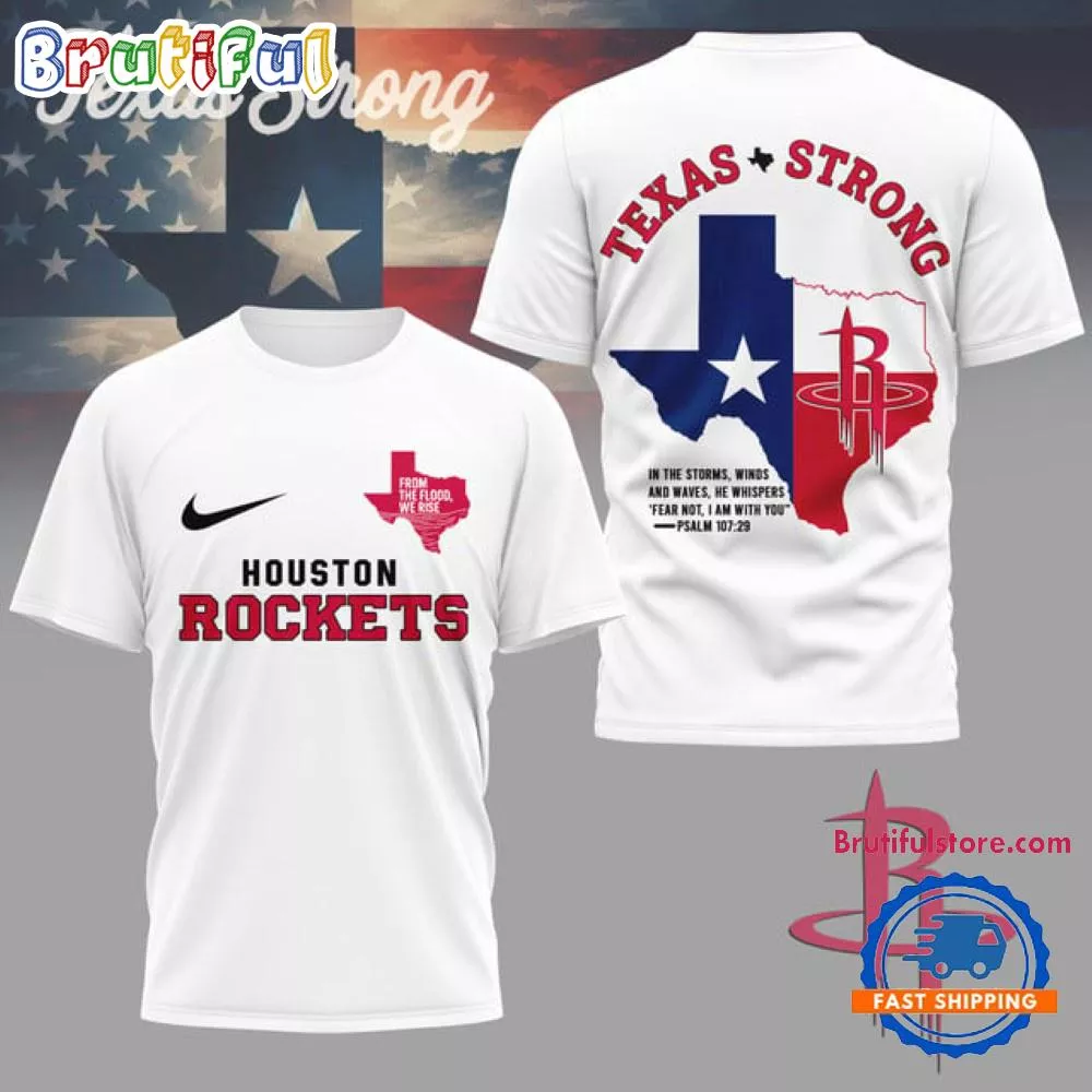 Houston Rockets Texas Strong 2025 White 3D Shirt